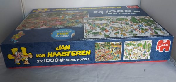 Jan van Haasteren puzzel 19080 Kerstdiner en Kerstbomenmarkt